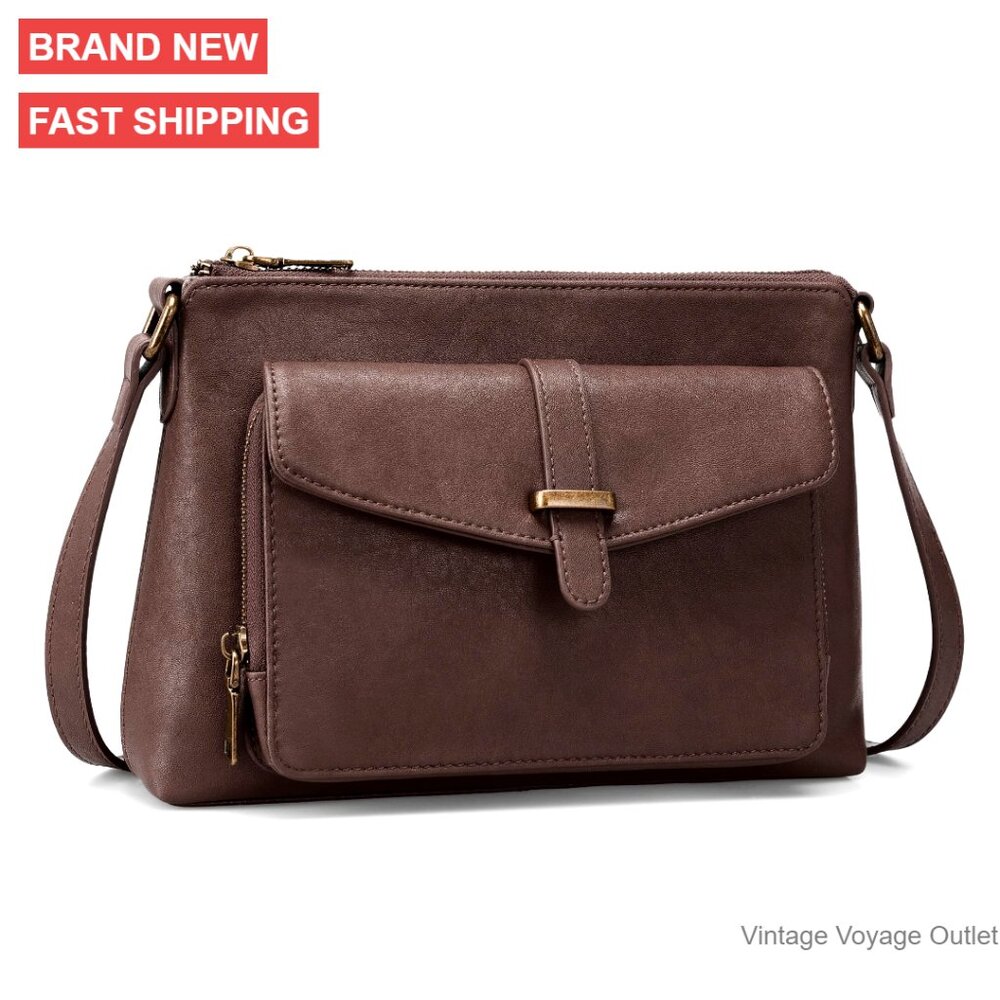 Genuine Leather Crossbody Bag With Rfid Wallet Small Purse Adjustable Strap